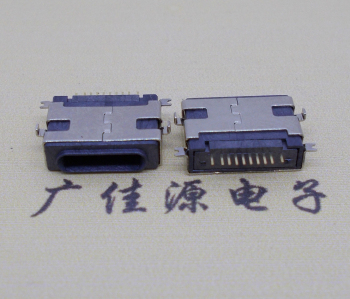 蘋果前插后貼沉板母座,全塑模頂usb連接器
