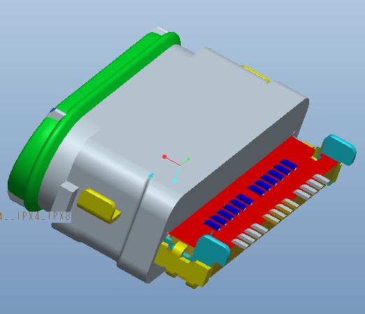 沉板防水type c母座3D圖